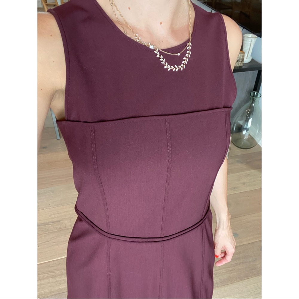 Theory Maroon Sheath Structured A Line Dress - image 5